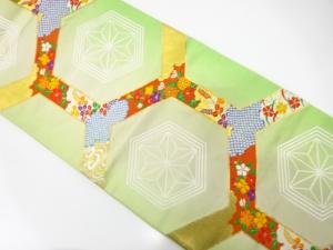 アンティーク　亀甲繋ぎに花模様織り出し袋帯（材料）